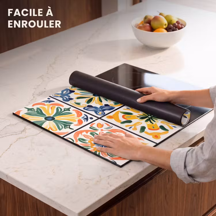 Protection plaque induction - Espagnol - Carreaux - Céramique - Fleurs — 6