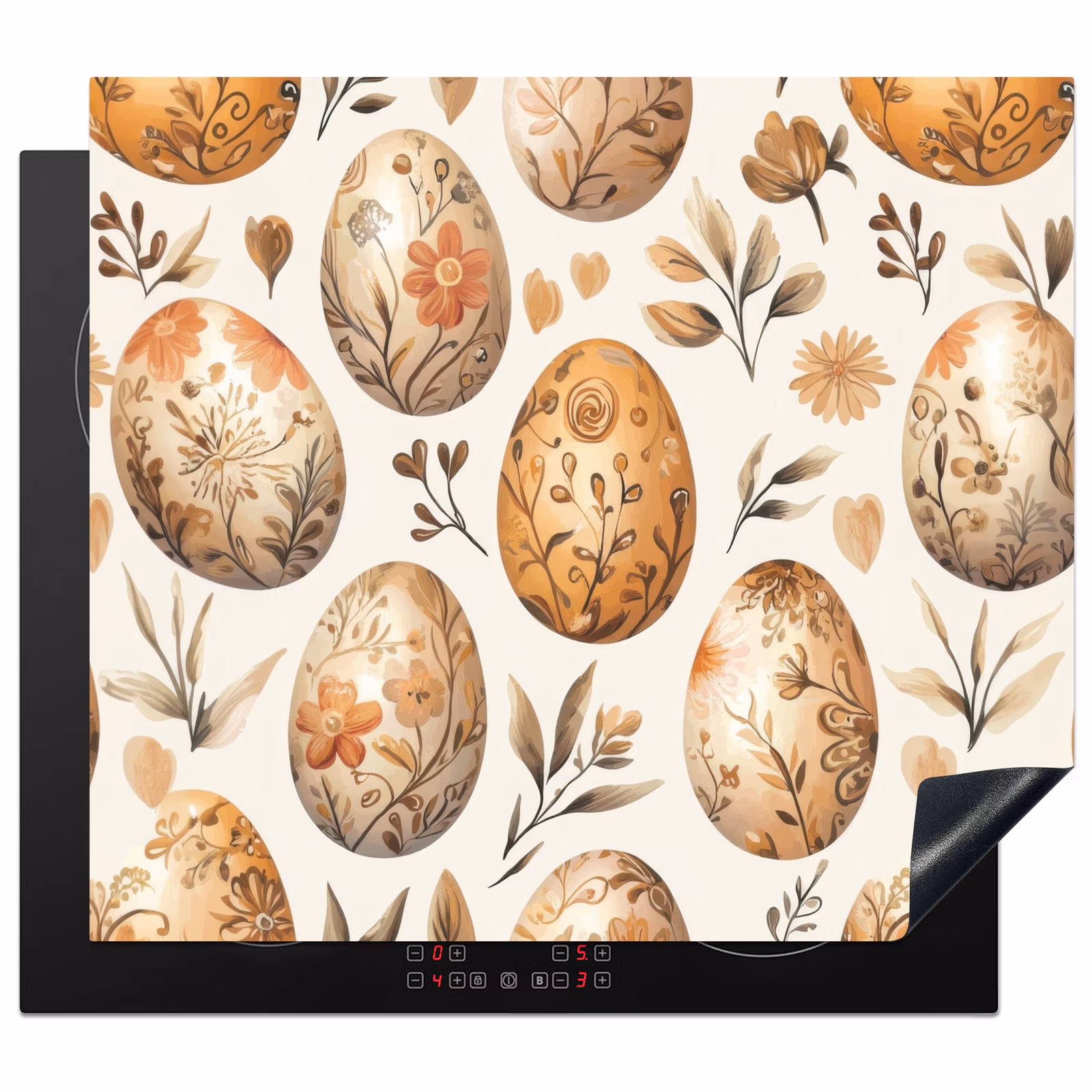 Protection plaque induction - Oeufs de Pâques - Marron - Fleurs — 1