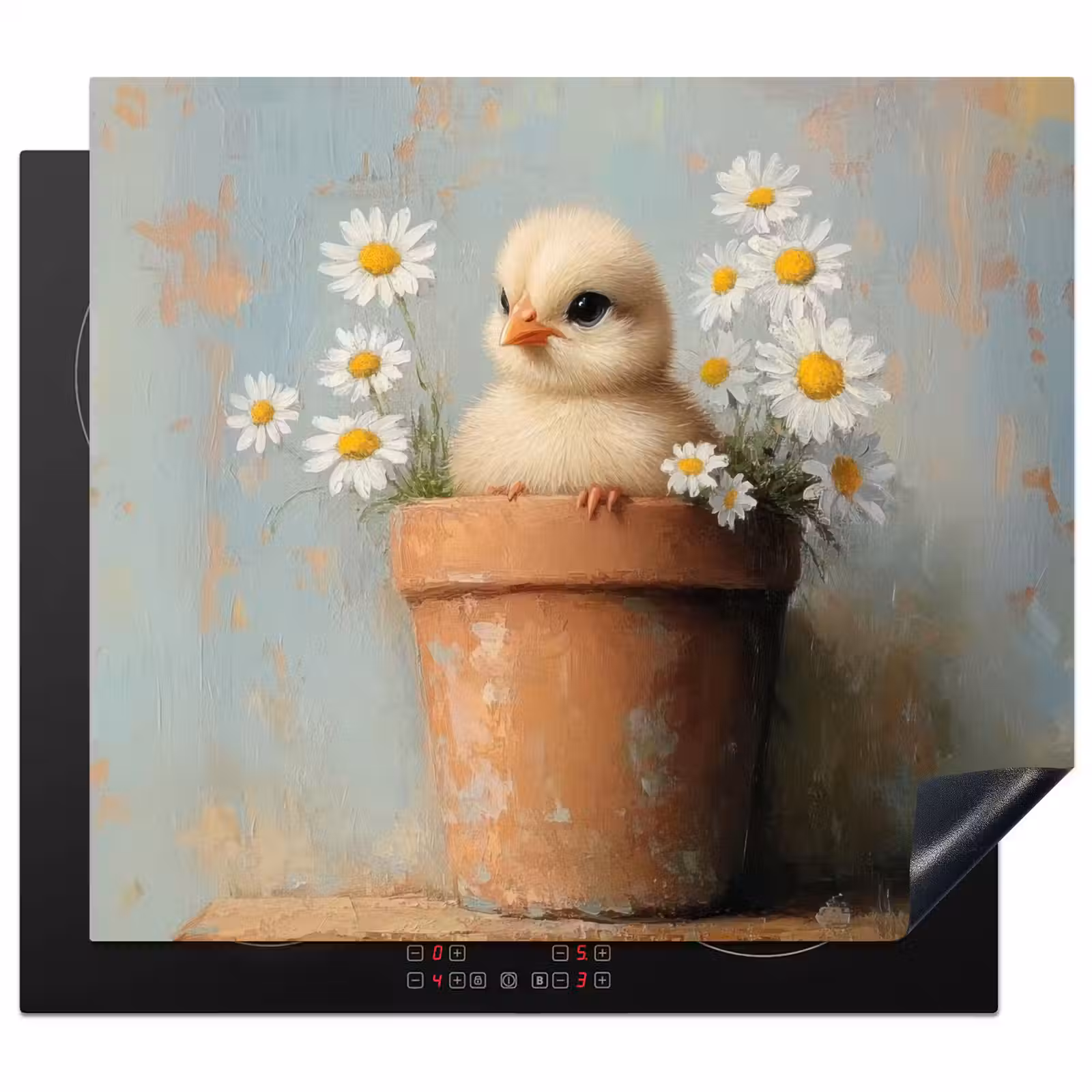 Protection plaque induction - Pot de fleurs - Poussin - Fleurs — 1