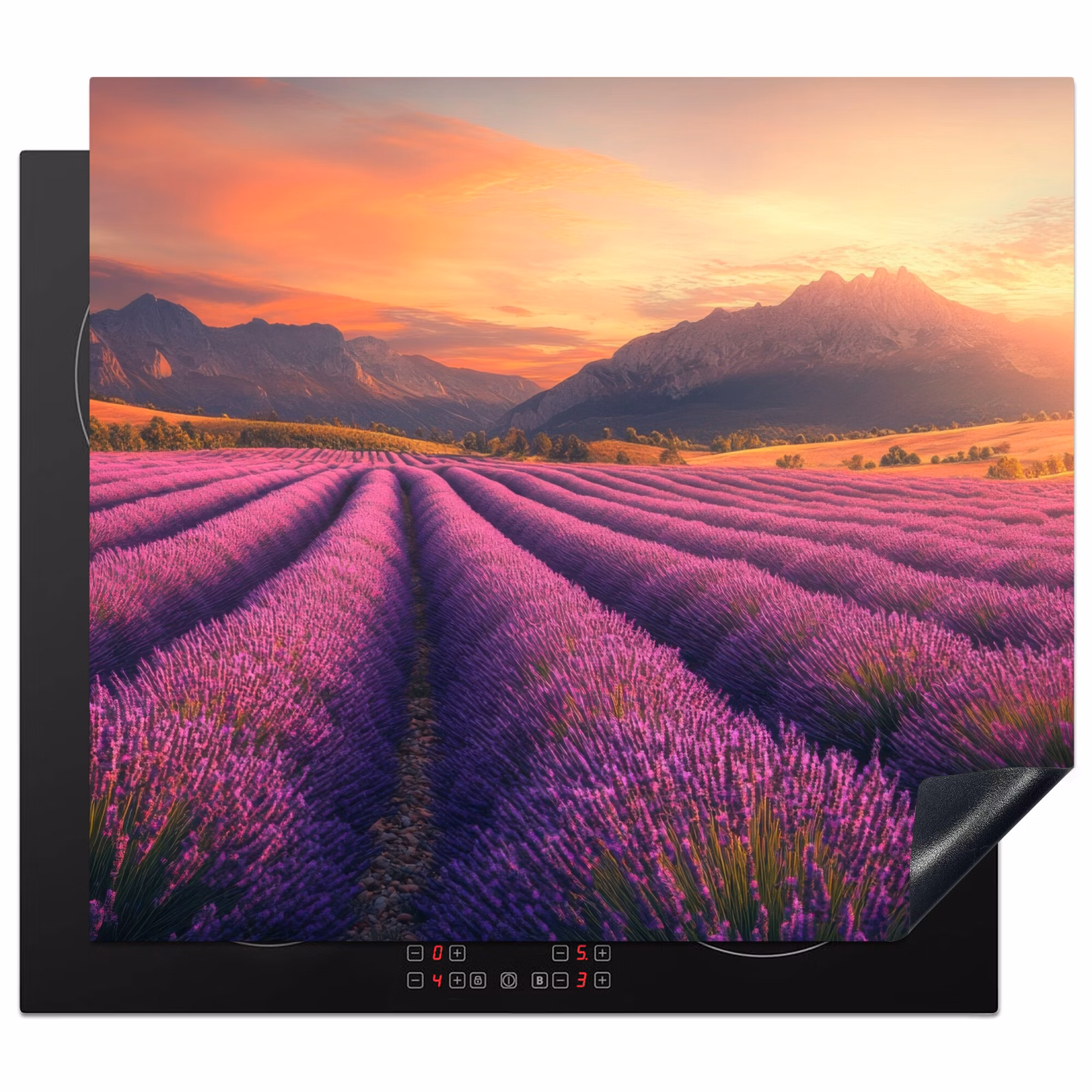 Protection plaque induction - Champ de lavande - Coucher de soleil - Violet — 1
