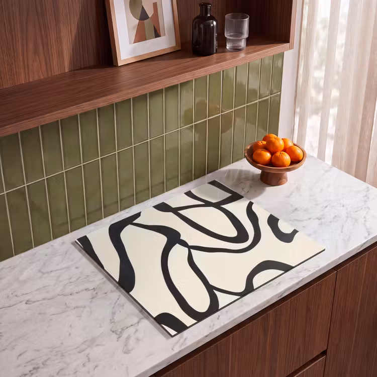 Protection plaque induction - Abstrait - Lignes - Moderne - Beige — 4