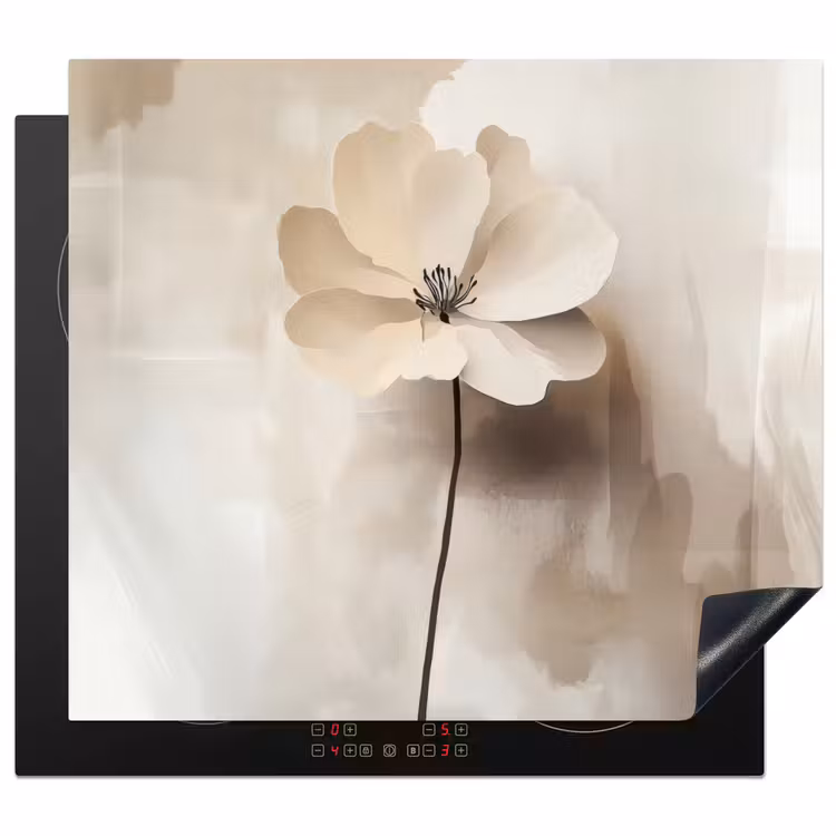 Protection plaque induction - Fleur - Beige - Peinture - Ombre — 1