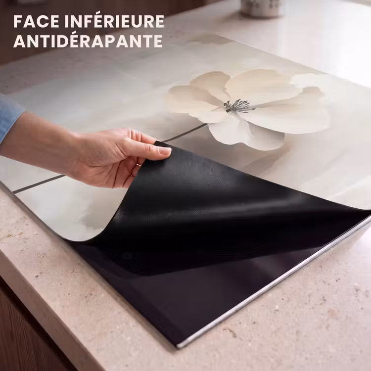 Protection plaque induction - Fleur - Beige - Peinture - Ombre — 7