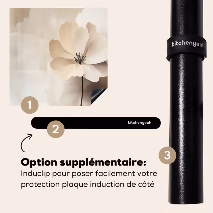 Protection plaque induction - Fleur - Beige - Peinture - Ombre — 8