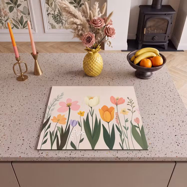 Protection plaque induction - Teintes pastel - Fleurs - Illustration — 3