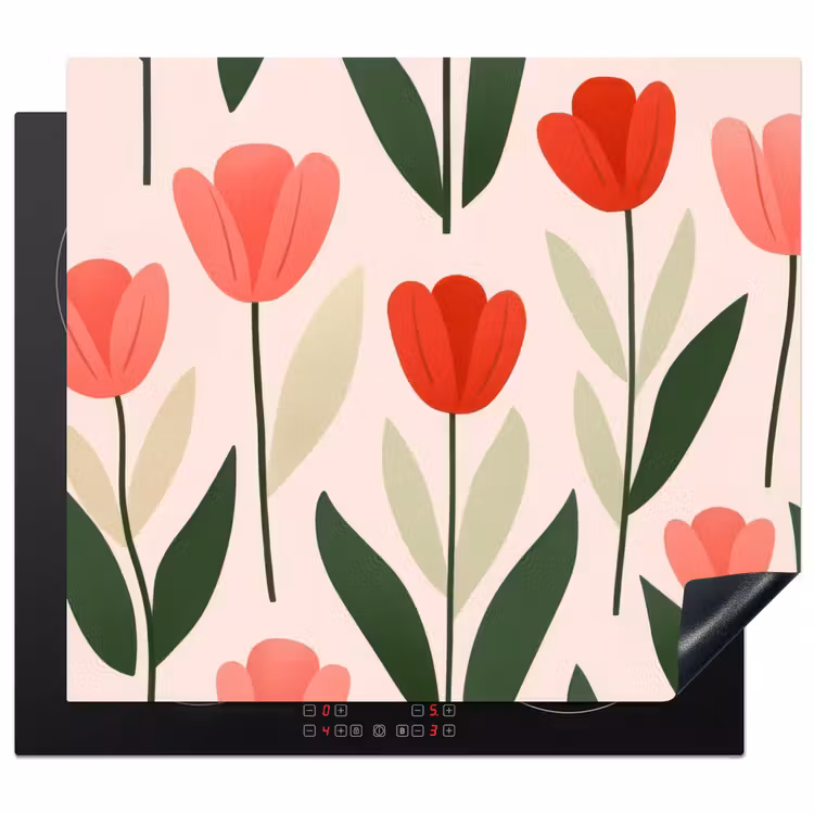 Protection plaque induction - Tulipes - Moderne - Rose — 1