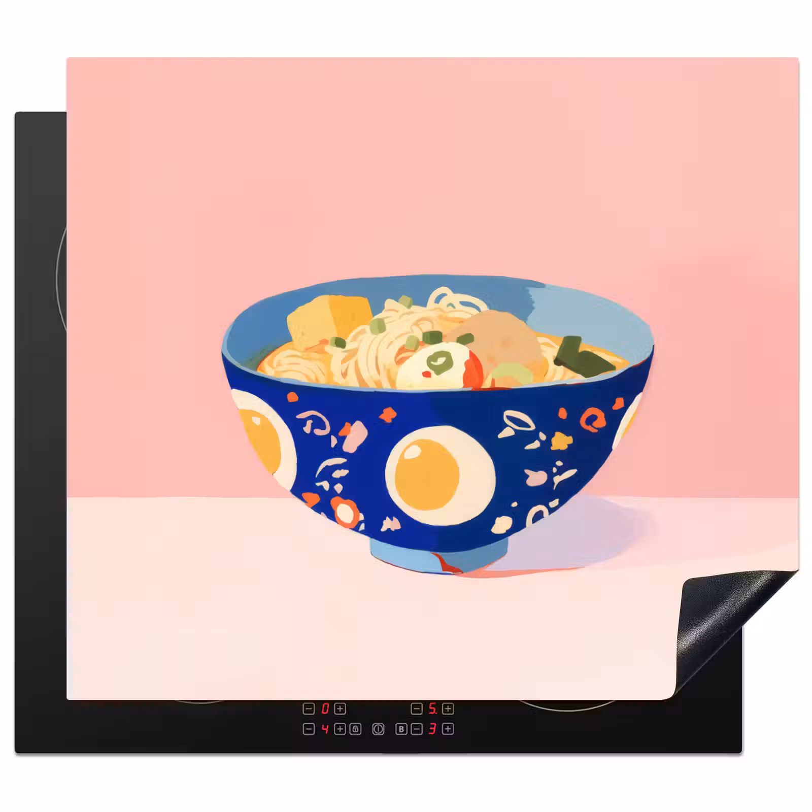 Protection plaque induction - Nouilles - Bol - Bleu - Illustration — 1