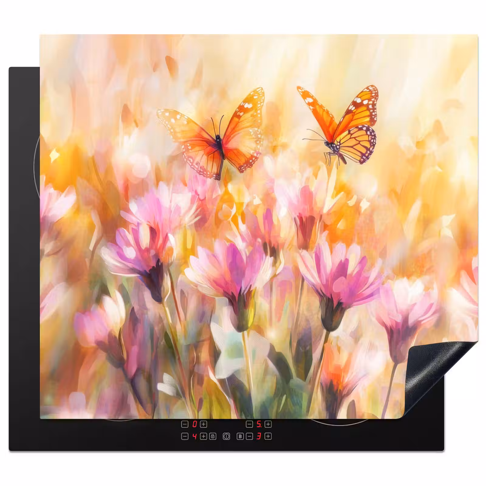 Protection plaque induction - Papillons - Orange - Fleurs — 1