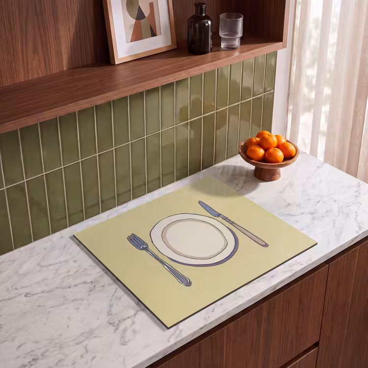 Protection plaque induction - Illustration - Assiette - Couverts - Beige — 4