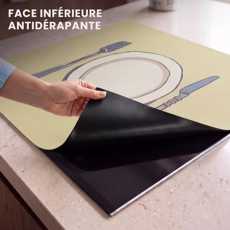 Protection plaque induction - Illustration - Assiette - Couverts - Beige — 7