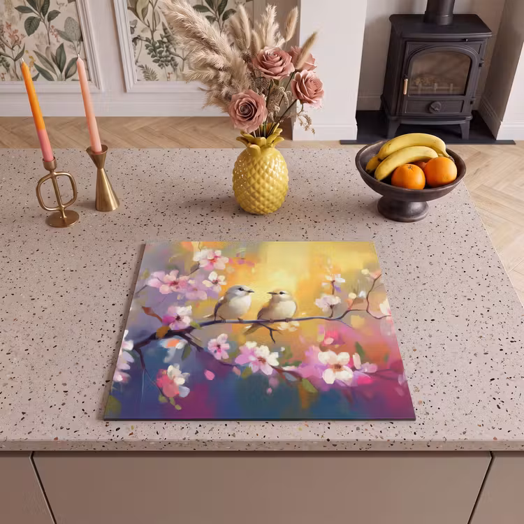 Protection plaque induction - Oiseaux - Fleurs - Rose — 3