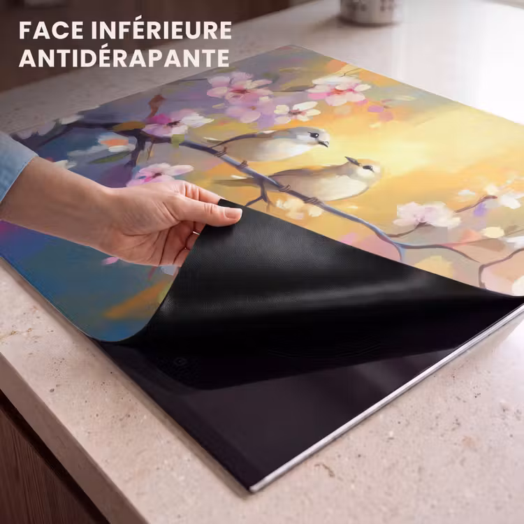 Protection plaque induction - Oiseaux - Fleurs - Rose — 7