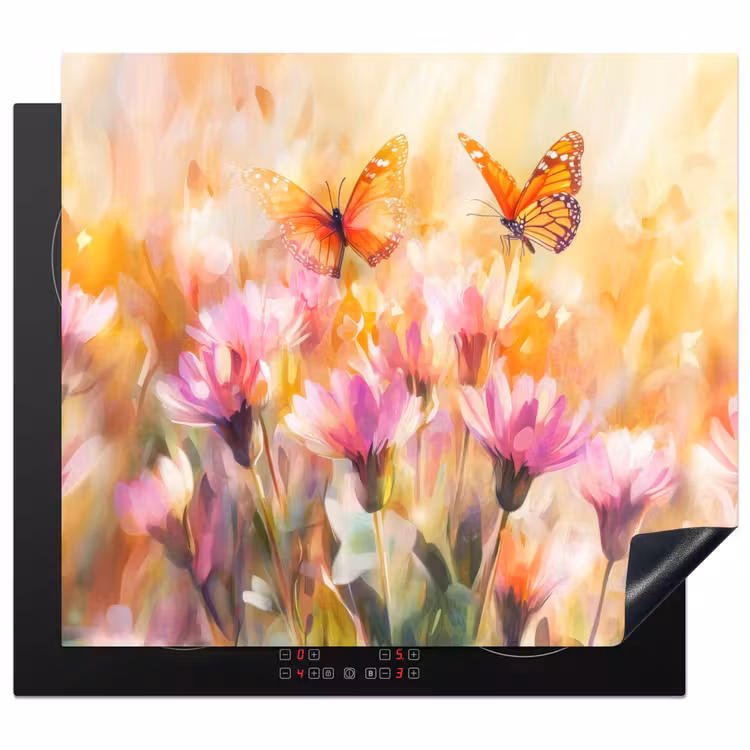Protection plaque induction - Papillons - Orange - Fleurs — 1