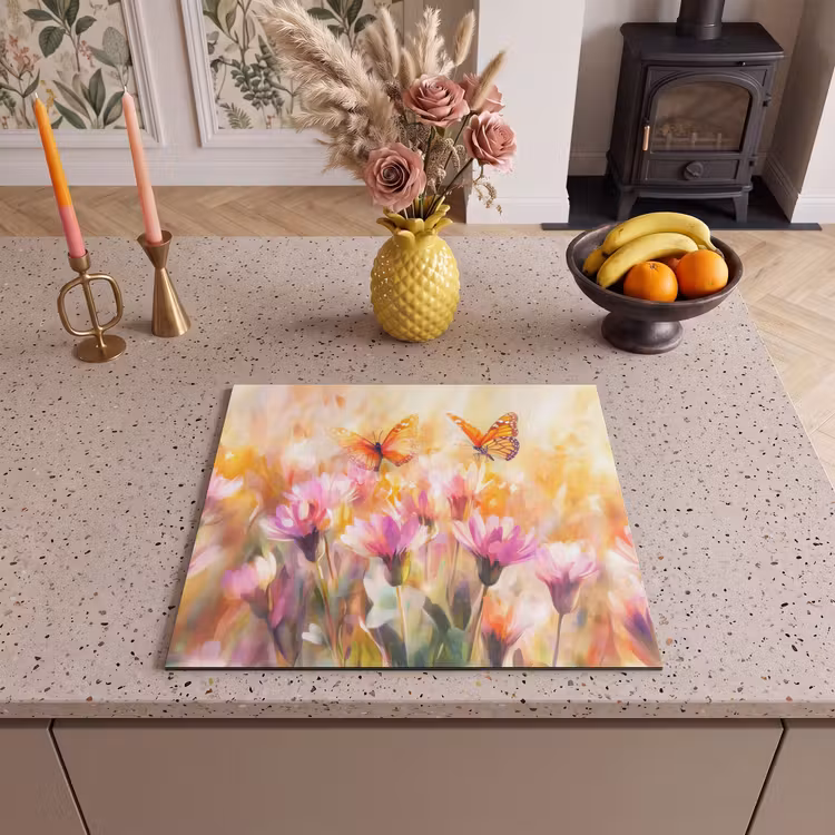 Protection plaque induction - Papillons - Orange - Fleurs — 3