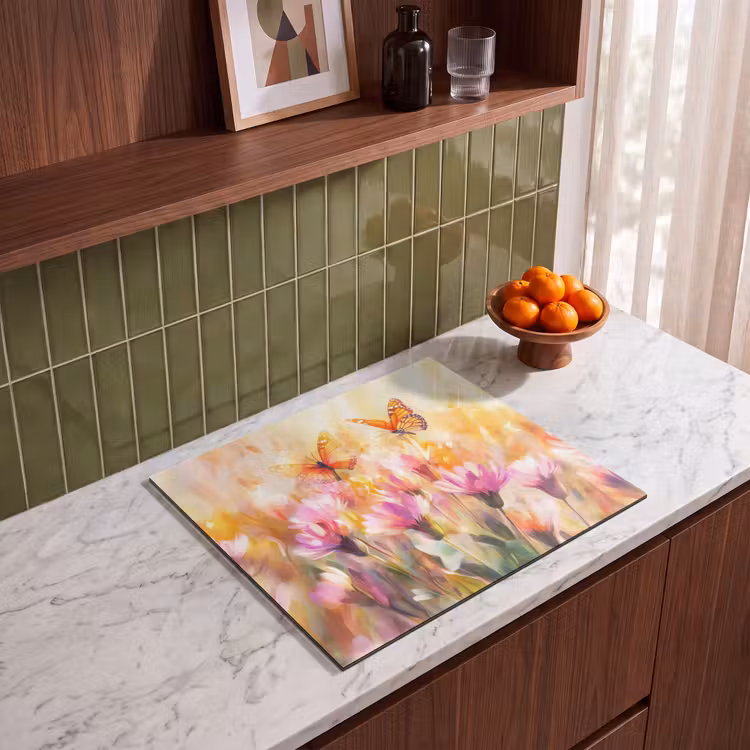 Protection plaque induction - Papillons - Orange - Fleurs — 4