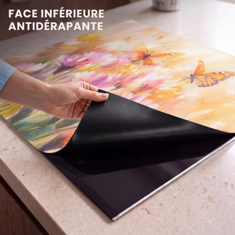 Protection plaque induction - Papillons - Orange - Fleurs — 7
