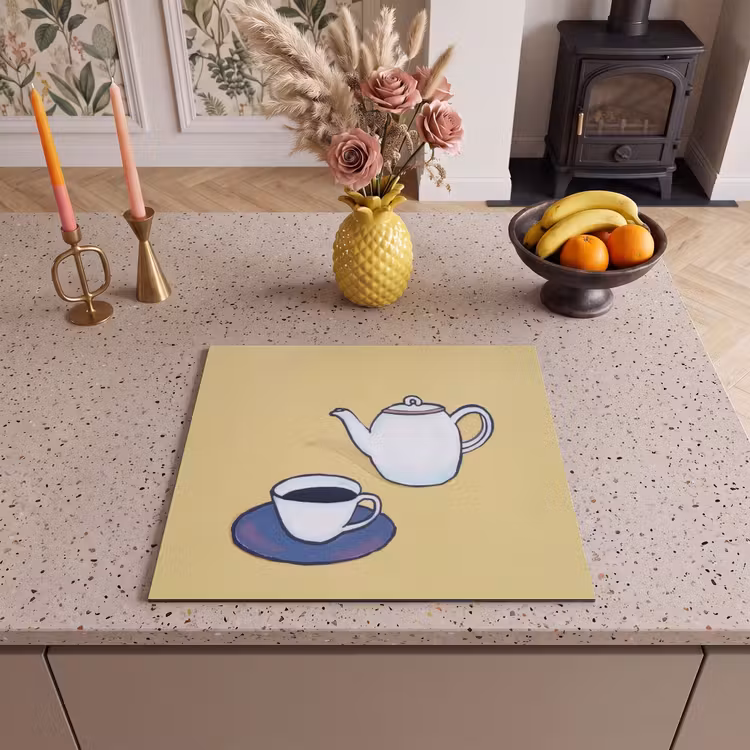 Protection plaque induction - Théière - Tasse - Beige - Illustration — 3