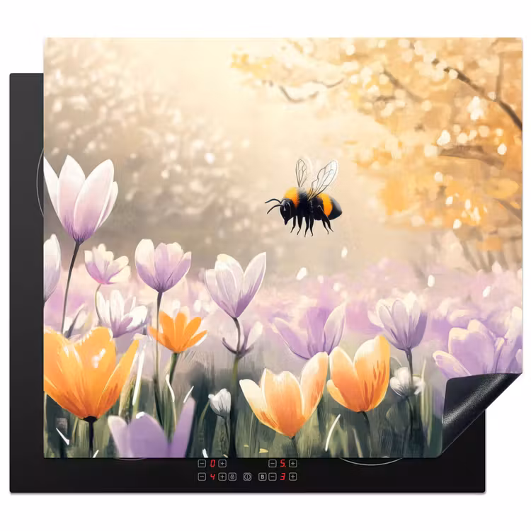 Protection plaque induction - Violettes - abeille - soleil — 1