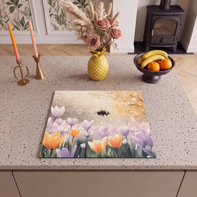 Protection plaque induction - Violettes - abeille - soleil — 3