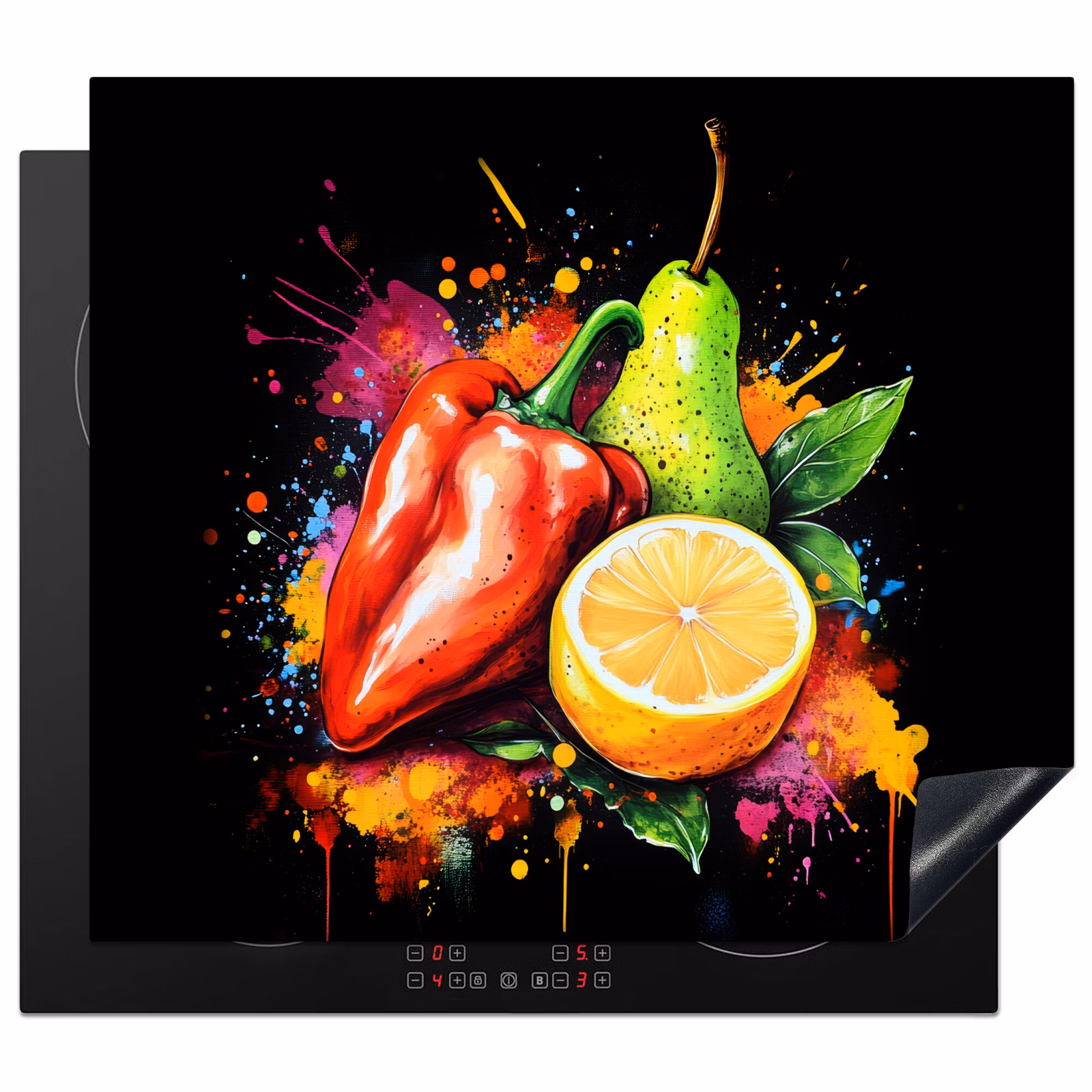 Protection plaque induction - Poivre - Poire - Citron - Graffiti - Peinture - Abstrait — 1