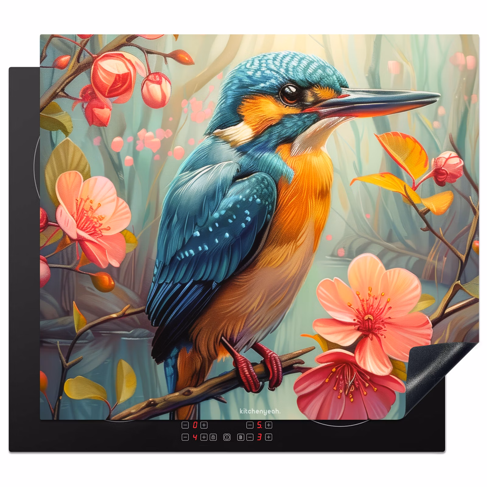 Protection plaque induction - Martin-pêcheur - Coloré - Oiseaux — 1