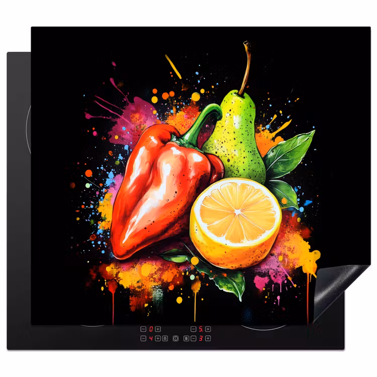 Protection plaque induction - Poivre - Poire - Citron - Graffiti - Peinture - Abstrait — 1