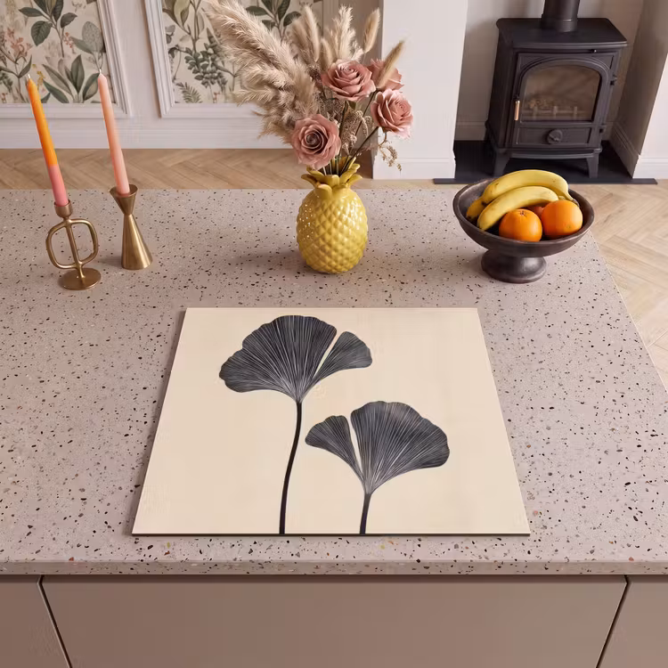 Protection plaque induction - Feuilles - Minimaliste - Noir — 3