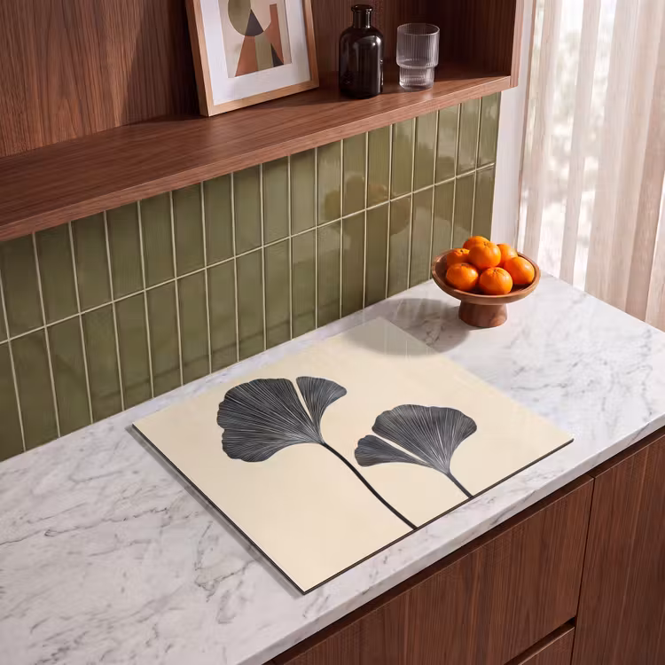 Protection plaque induction - Feuilles - Minimaliste - Noir — 4