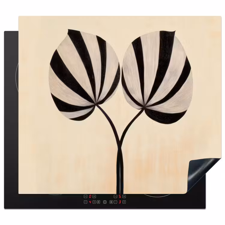 Protection plaque induction - Feuilles - Rayé - Tige - Beige — 1