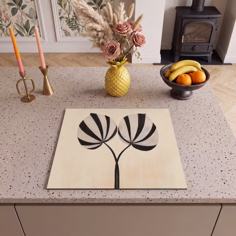 Protection plaque induction - Feuilles - Rayé - Tige - Beige — 3