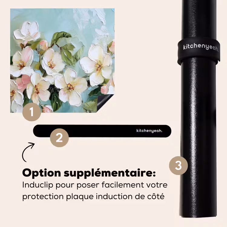 Protection plaque induction - Fleur - Feuilles - Bleu clair — 8