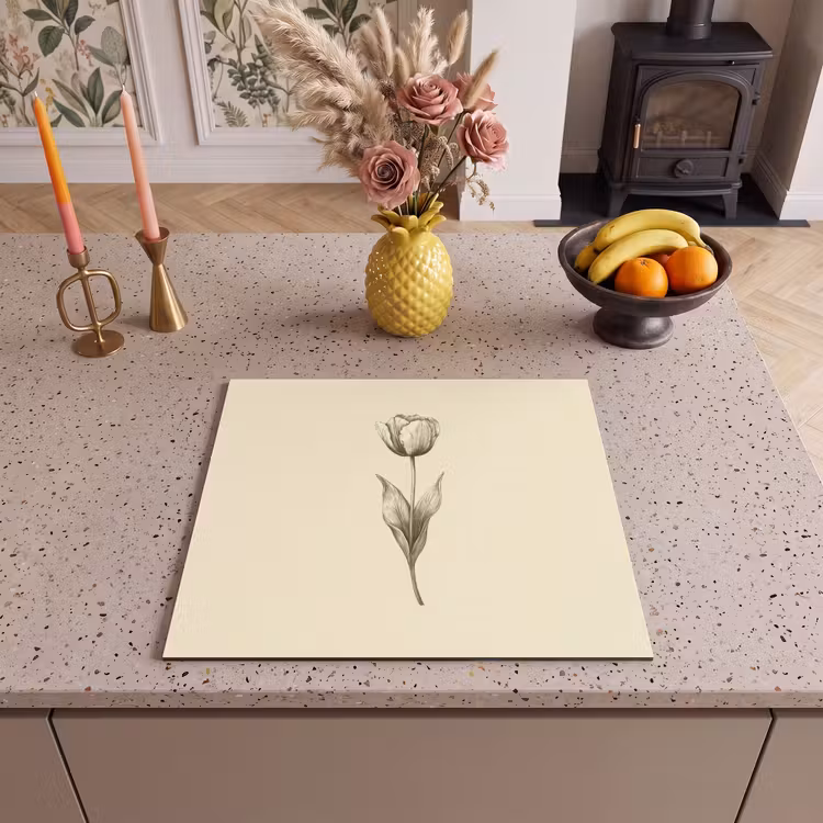 Protection plaque induction - Illustration - Tulipe - Noir — 3
