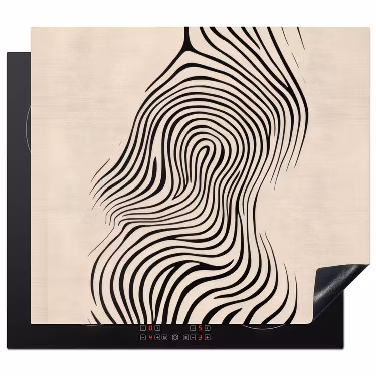 Protection plaque induction - Lignes - Abstraites - Ondulées - Noir — 1
