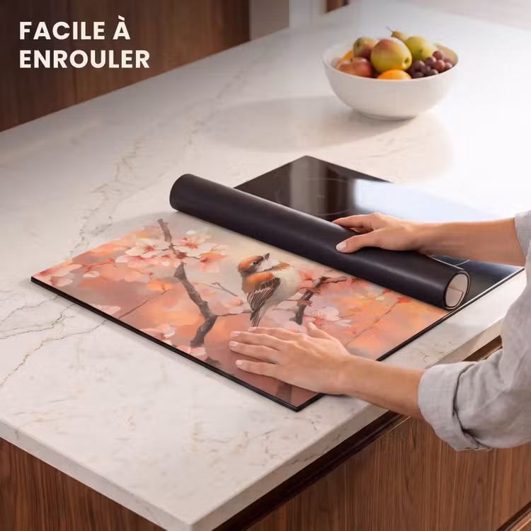 Protection plaque induction - Oiseaux - Romantique - Branche fleurie — 6