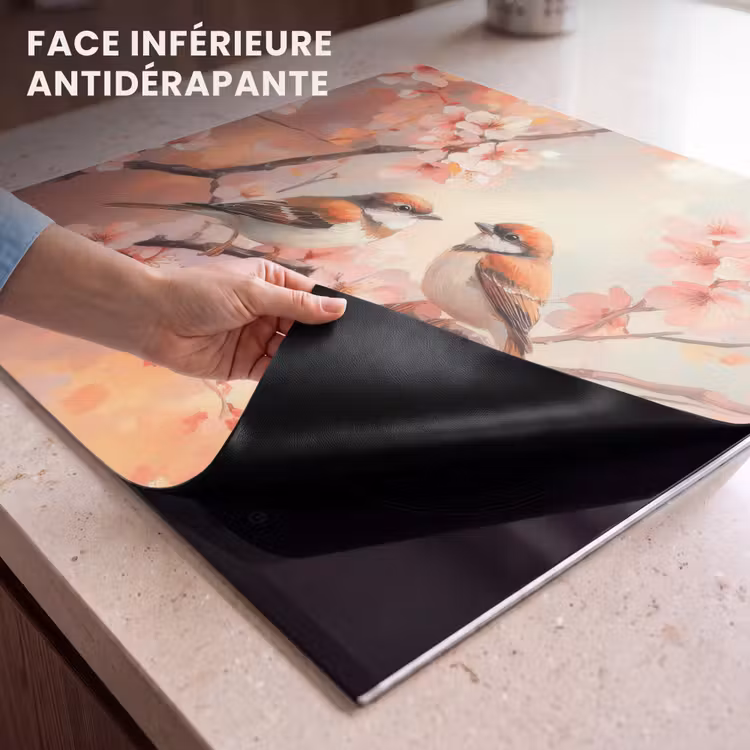 Protection plaque induction - Oiseaux - Romantique - Branche fleurie — 7