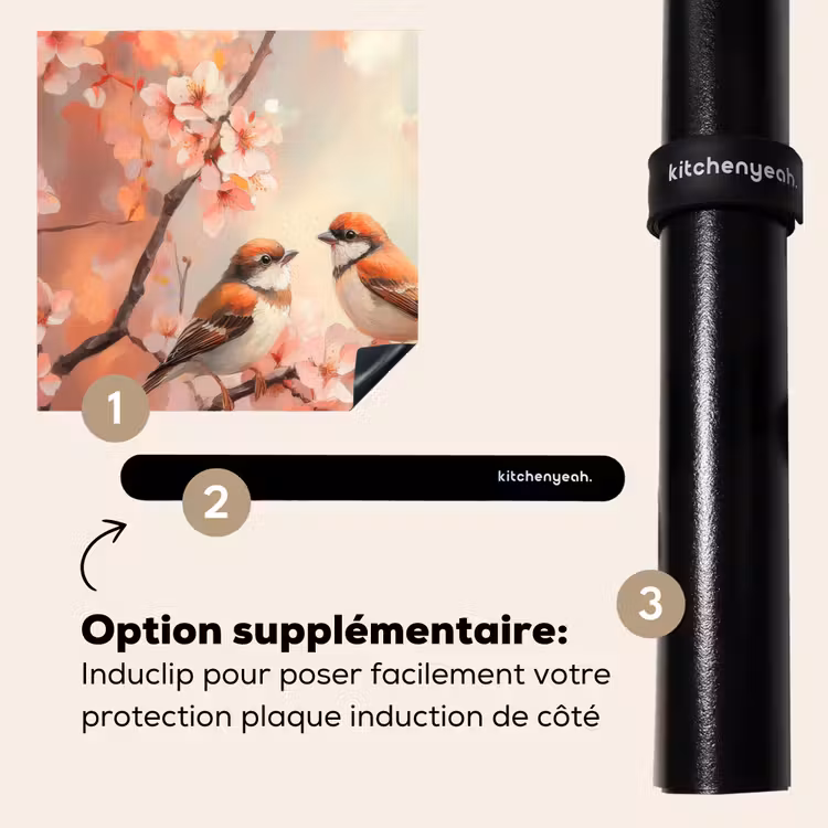 Protection plaque induction - Oiseaux - Romantique - Branche fleurie — 8