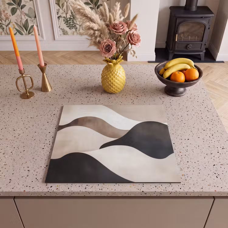 Protection plaque induction - Vagues - Abstrait - Beige — 3