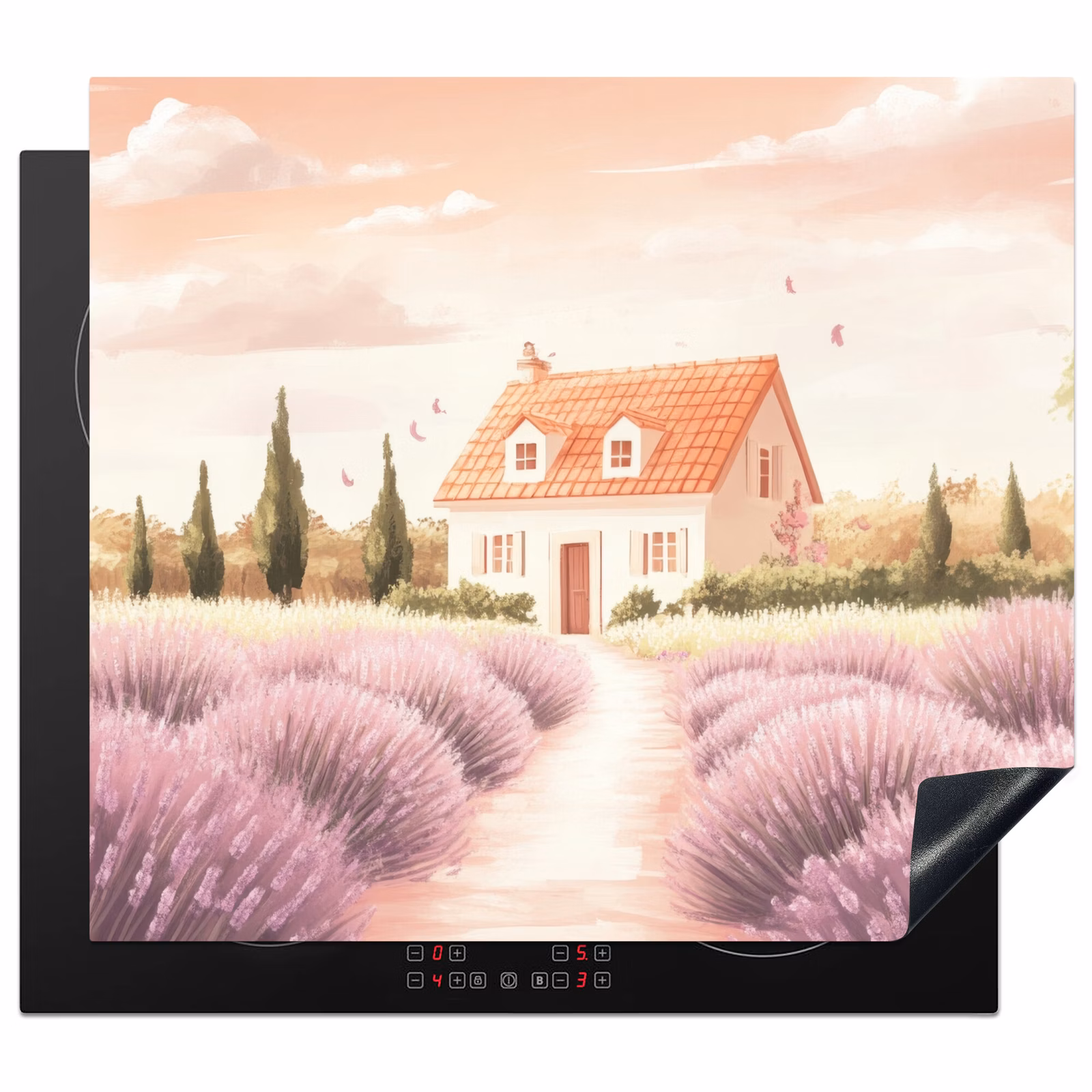 Protection plaque induction - Champ de lavande - Maison - Violet — 1