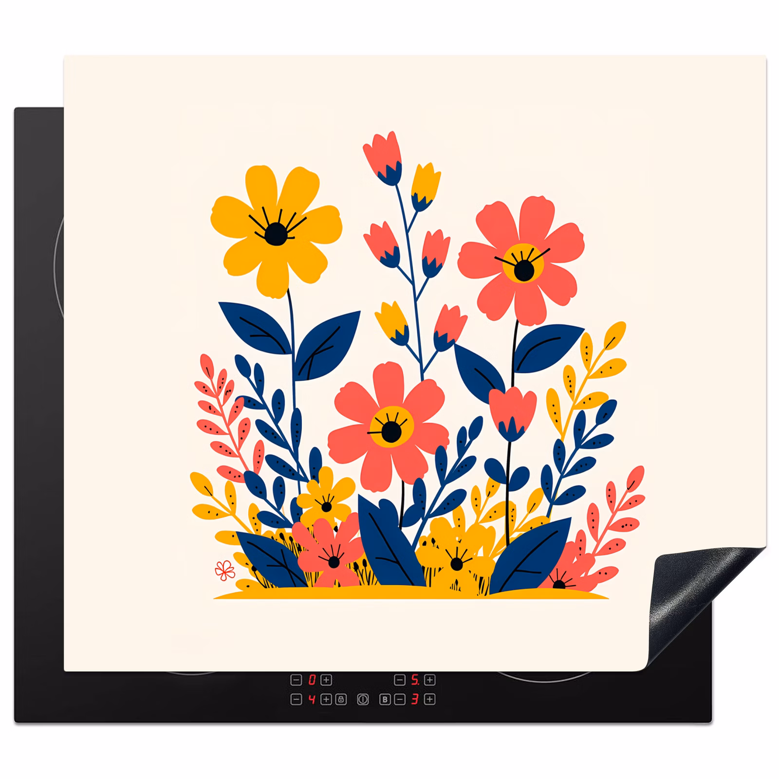 Protection plaque induction - Illustration - Fleurs - Feuilles - Rose — 1