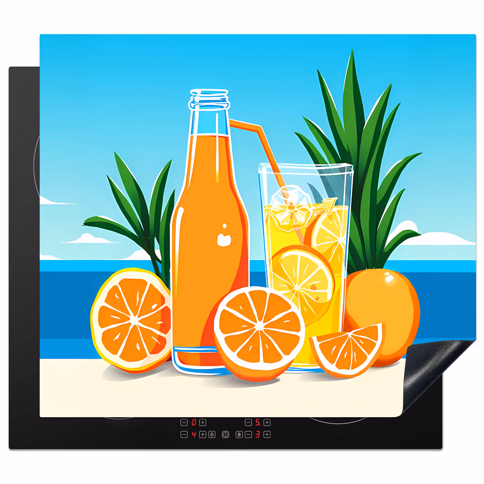 Protection plaque induction - Oranges - Glaçons - Mer - Illustration — 1