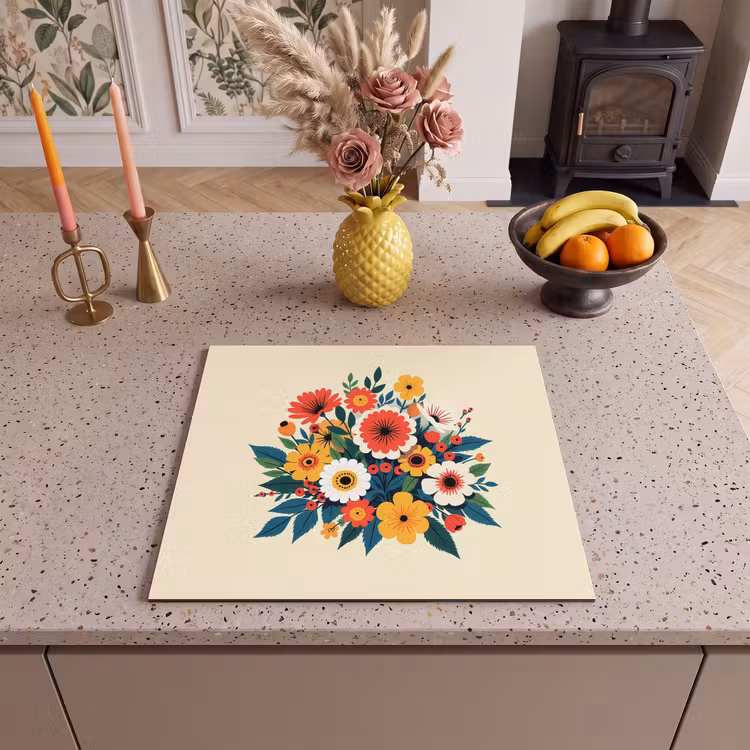 Protection plaque induction - Bouquet - Feuilles - Illustration - Colorée — 3