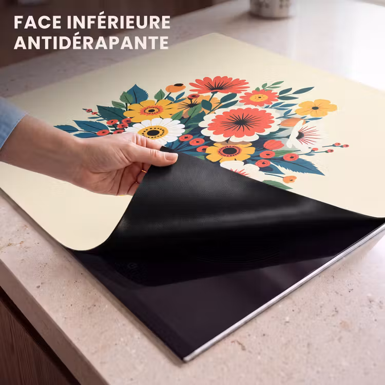 Protection plaque induction - Bouquet - Feuilles - Illustration - Colorée — 7
