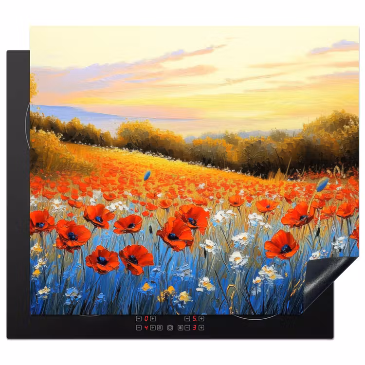 Protection plaque induction - Coquelicot - Champ de fleurs - Coloré — 1