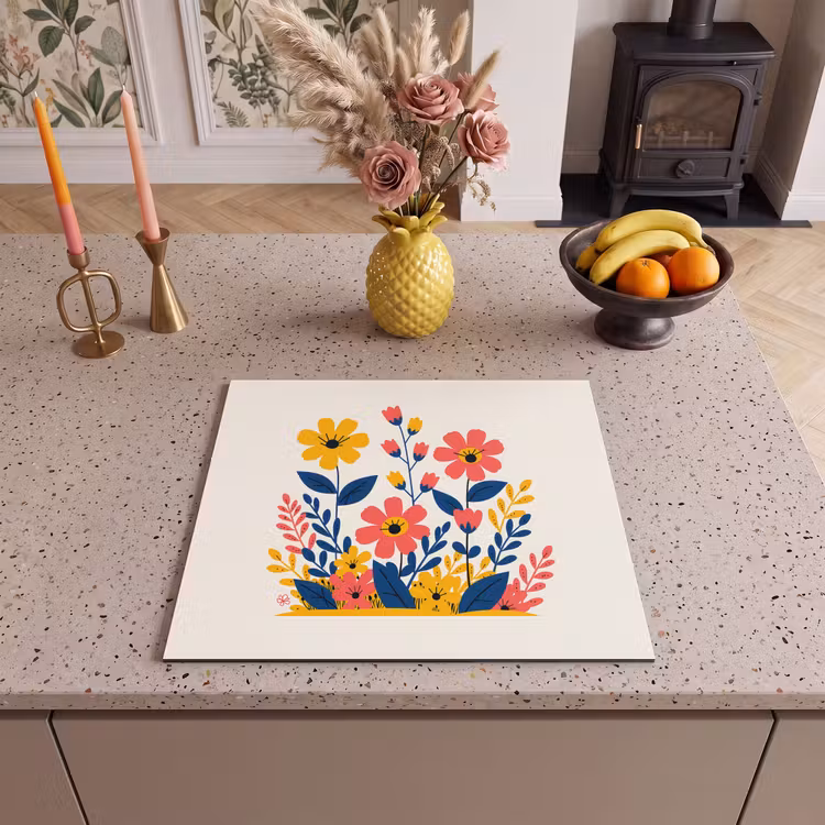 Protection plaque induction - Illustration - Fleurs - Feuilles - Rose — 3