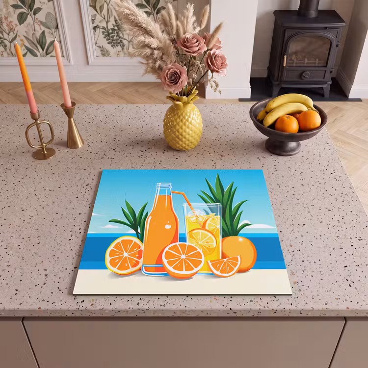 Protection plaque induction - Oranges - Glaçons - Mer - Illustration — 3