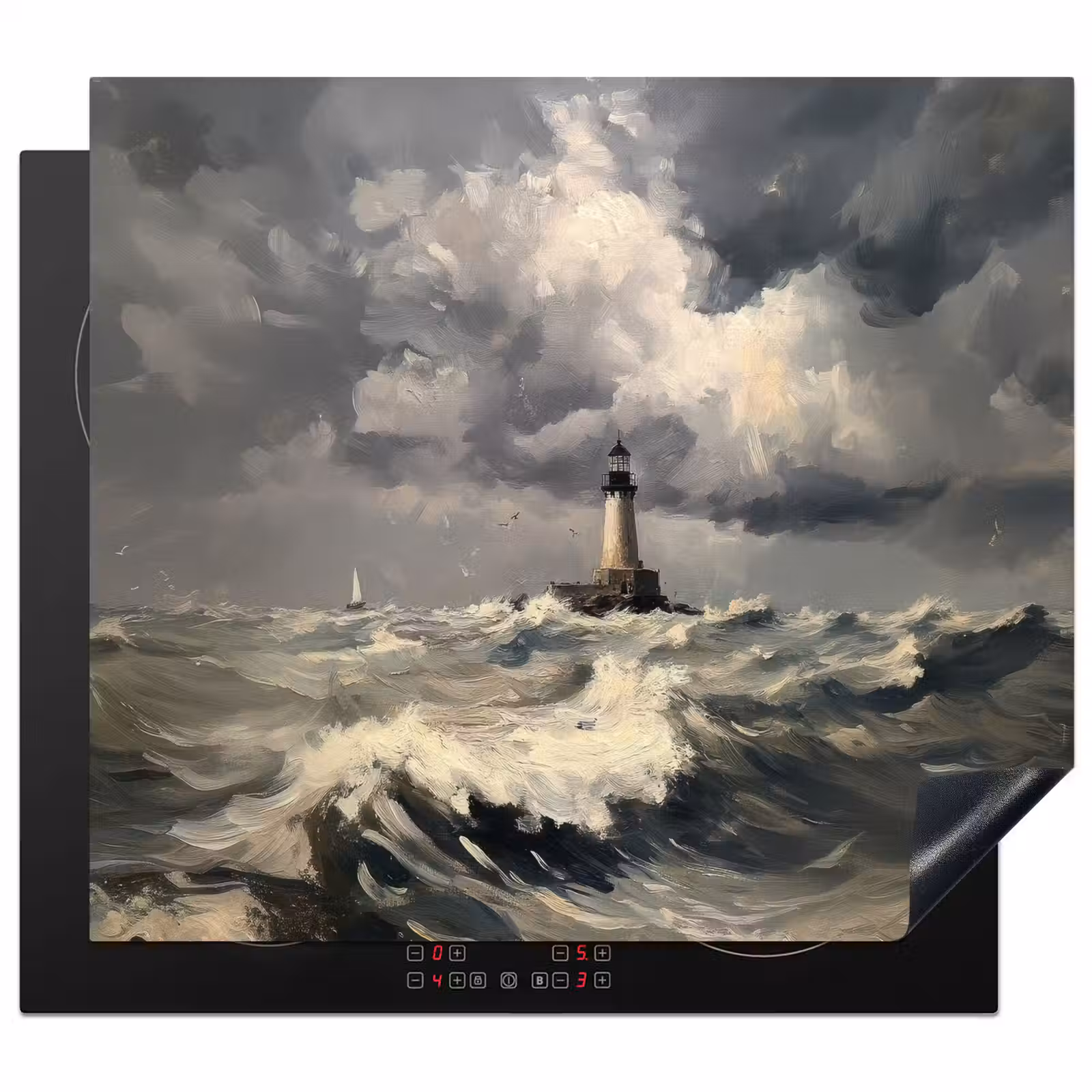 Protection plaque induction - Phare - Vagues - Tempête — 1