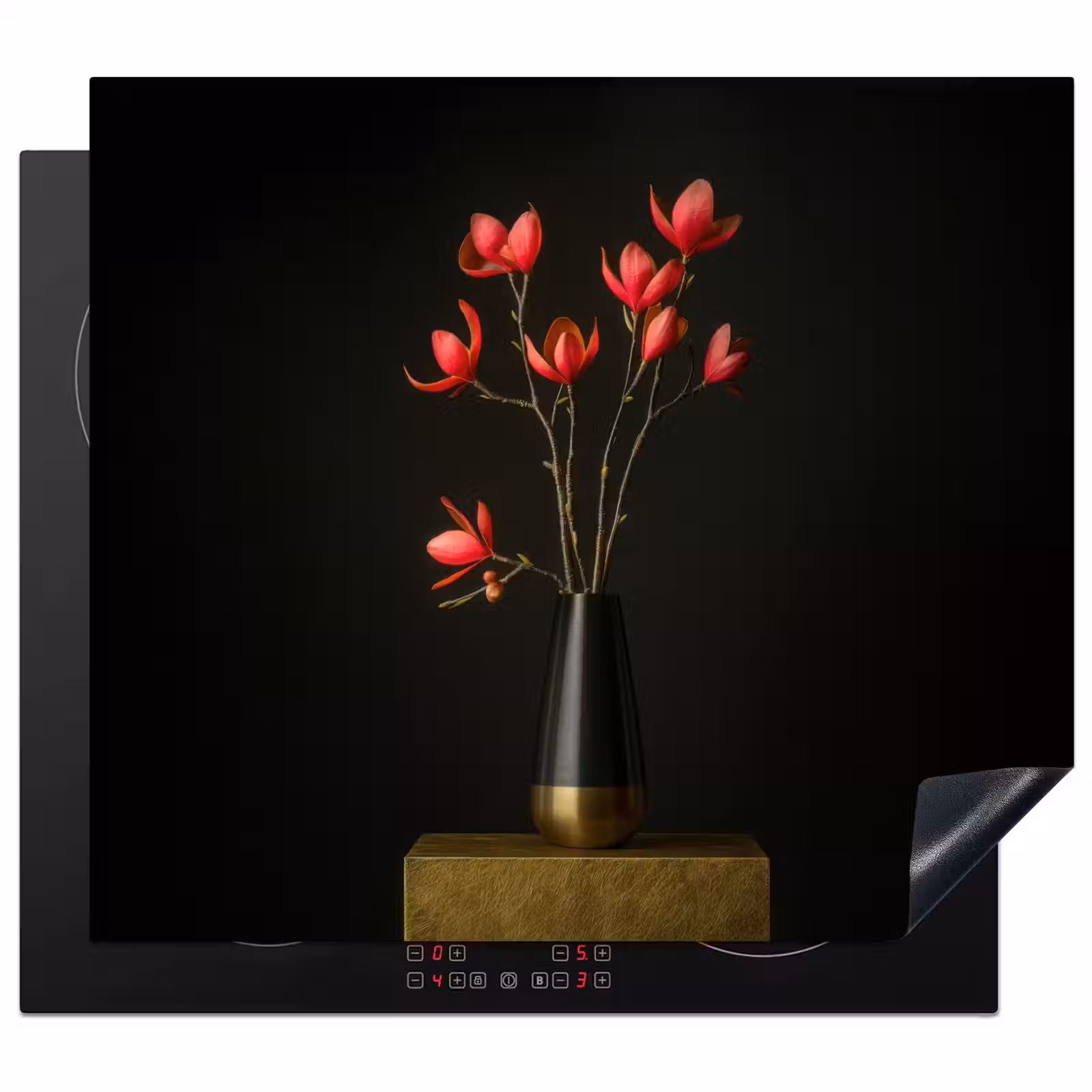 Protection plaque induction - Rouge - Fleurs - Vase — 1
