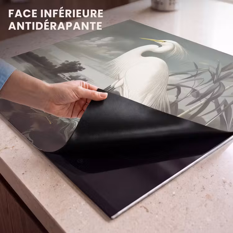 Protection plaque induction - Héron - Plantes - Nuages - Blanc — 7