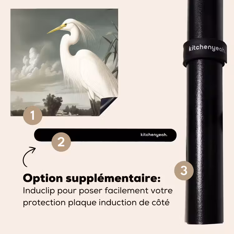 Protection plaque induction - Héron - Plantes - Nuages - Blanc — 8
