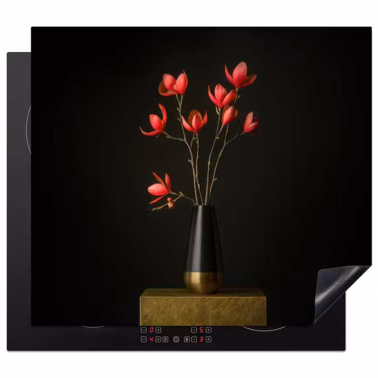 Protection plaque induction - Rouge - Fleurs - Vase — 1